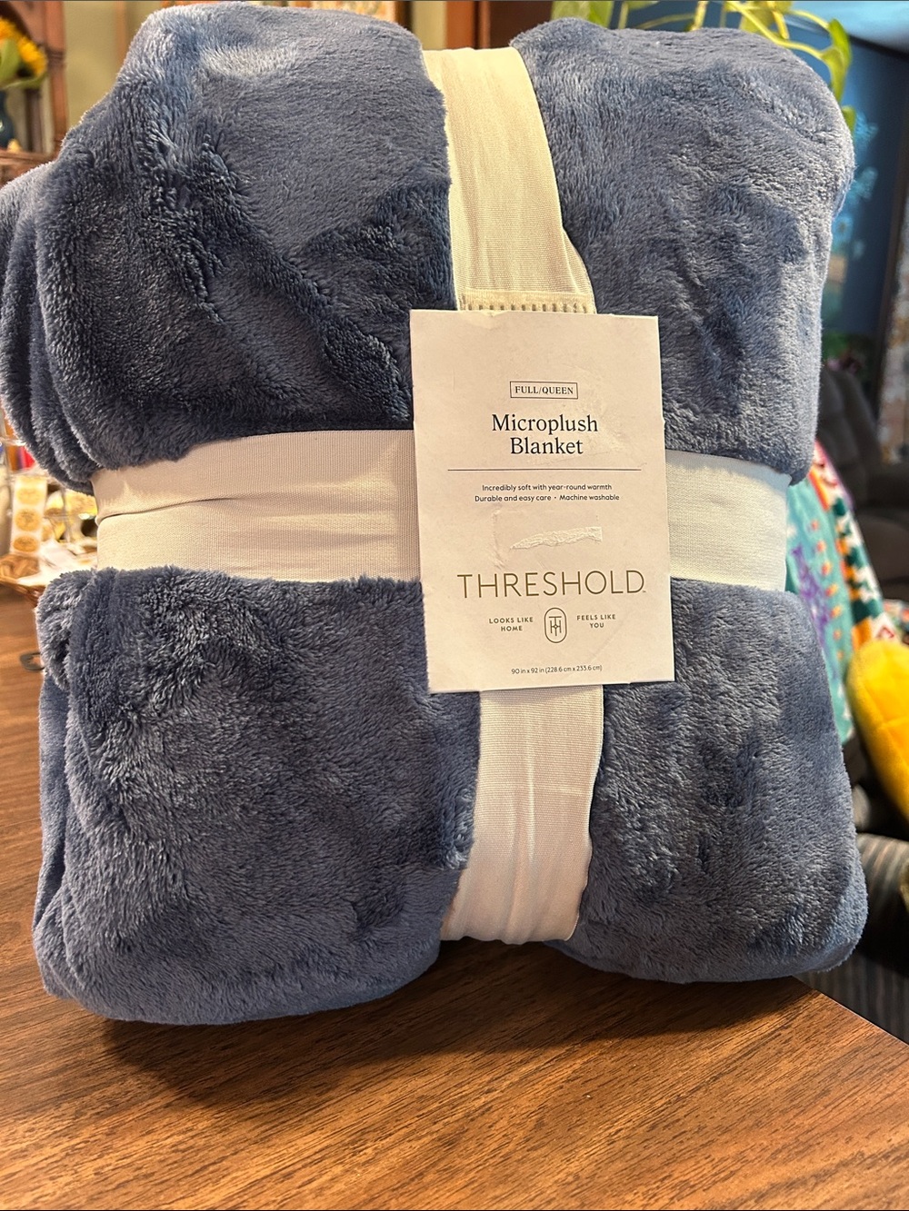 Threshold Plush Microplush Blanket - Slate Blue